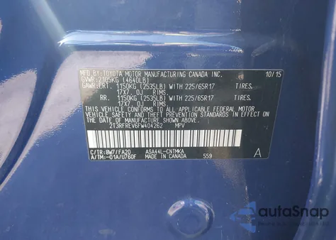 2015 Toyota Rav4 Xle z USA, uszkodzony, nr VIN 2T3RFREV6FW404262